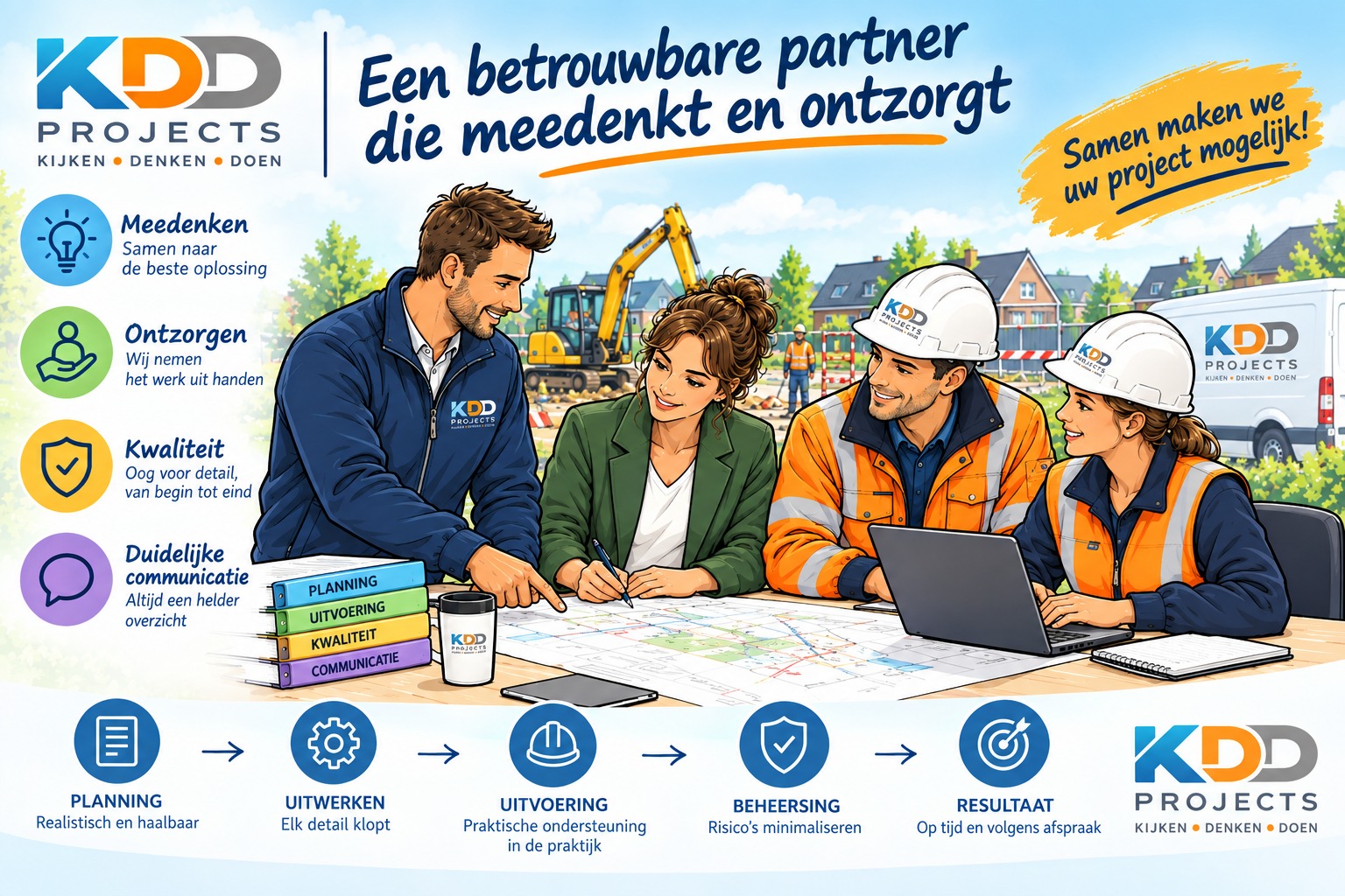 KDD Projects: meedenken, ontzorgen, kwaliteit en duidelijke communicatie — samen maken we uw project mogelijk